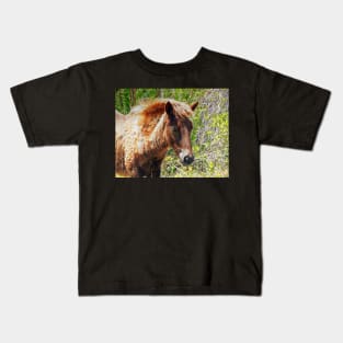 Portrait of an Assateague Pony Foal Kids T-Shirt